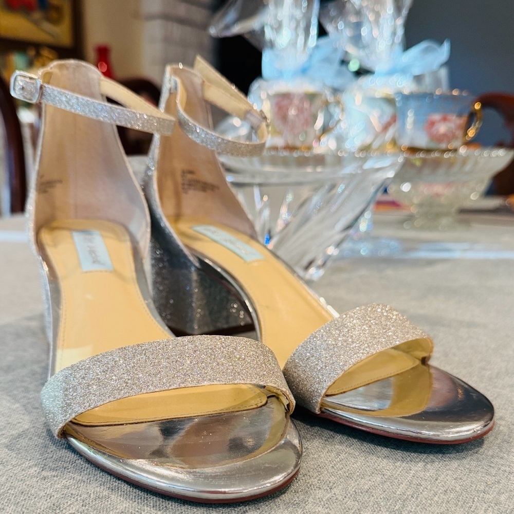 Betsey Johnson Silver Glitter “Miri” Heels. Worn once indoors only.